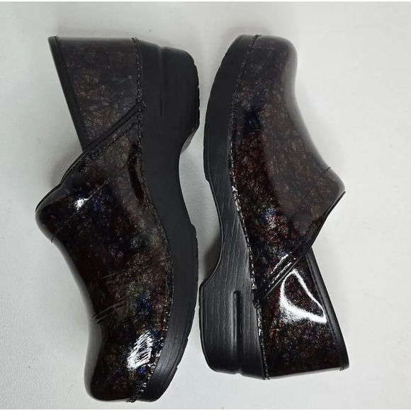 Dansko Women's Pro Multi Scribble Patent Leather Clogs Shoes Sz US 9.5-10 EU 40 - Picture 7 of 13